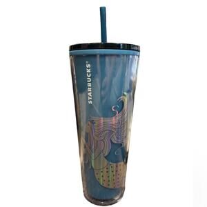 Starbucks 2021 Holiday Color Changing Siren Mermaid Blue Tumbler Venti 24 oz